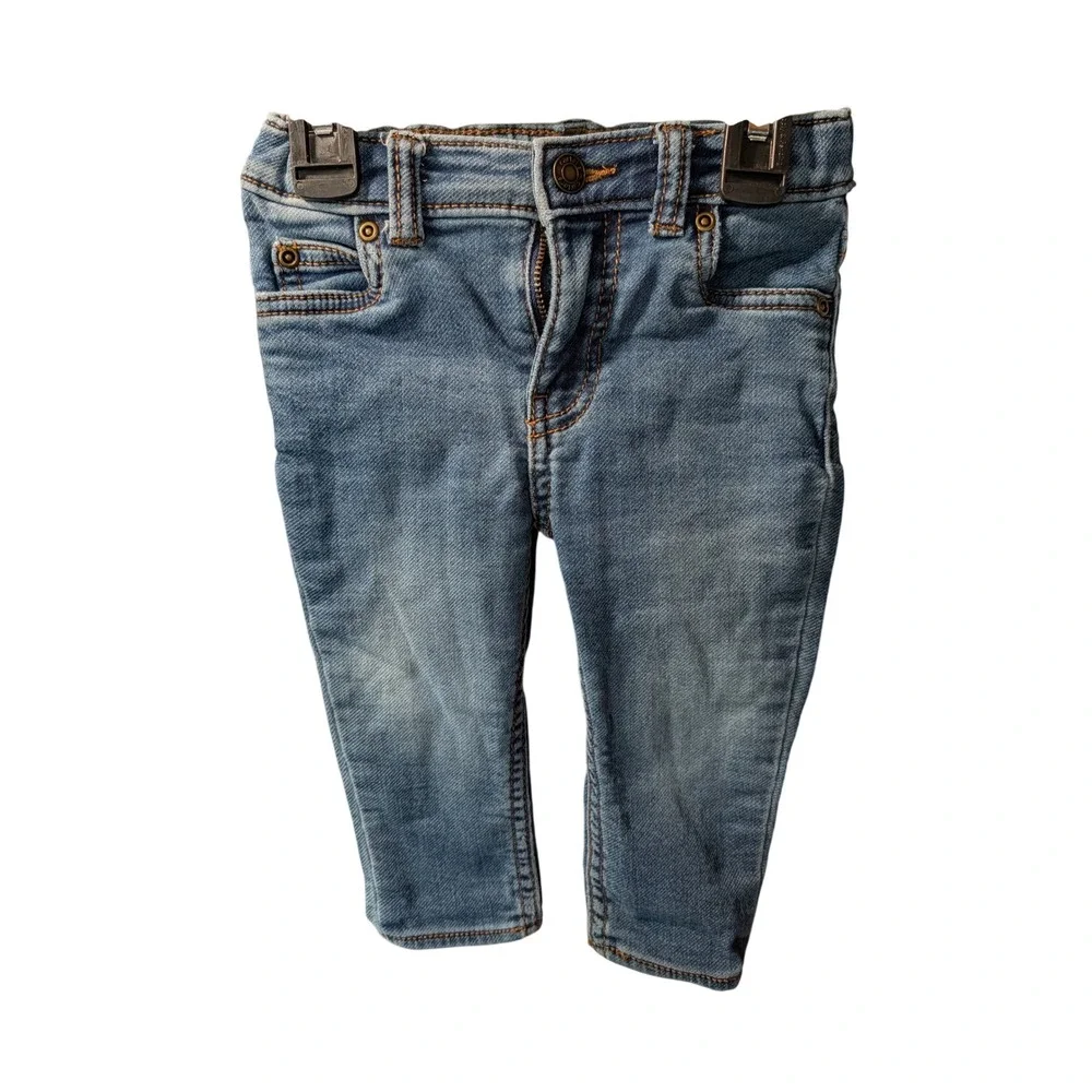 Carters Baby Boy Skinny Jeans Medium Wash Blue Denim 12M Adjustable Waist